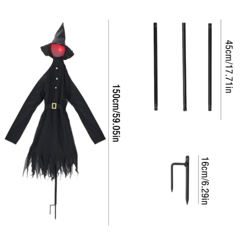 Halloween Glowing Witch Decor Set with Spooky Sound Garden Stakes - 3 Pack, 4.9 ft