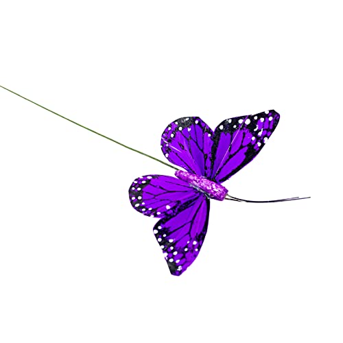 Feather Butterfly Decorations Set of 12 - 3 Inch Monarch Butterfly Decor - D Variation