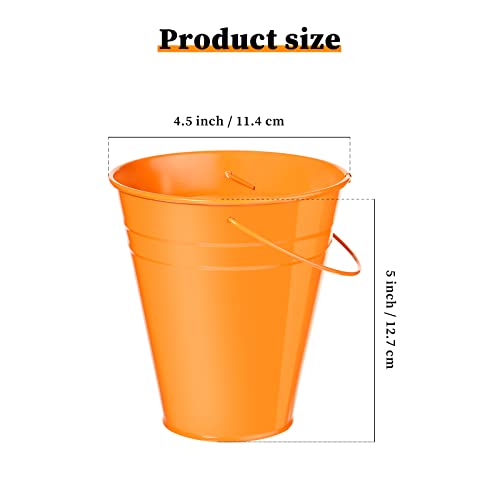 Ripeng 12-Pack Mini Metal Buckets with Handle - Halloween Orange