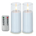 Flameless Candles with Remote & Timer - Set of 2, 2x6 Inches, Clear Acrylic