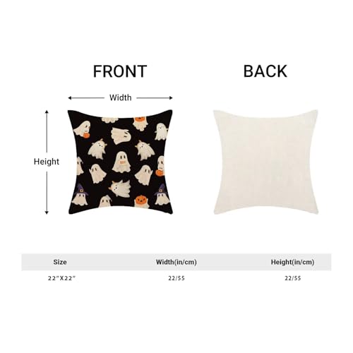 Halloween Pillow Covers Set of 2 22x22 Inch Ghost Pumpkin Black and White Decor