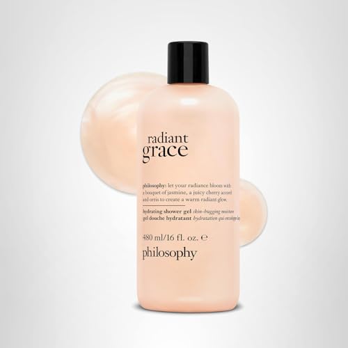 philosophy radiant grace hydrating bath & shower gel- cleanses, soothes & comforts dry skin - with notes of jasmine, black cherry & sandalwood - 16 fl oz