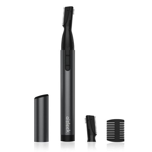 aisleek Upgraded Eyebrow Trimmer for Men, Precision Detailer, Battery-Powered Eyebrow Razor with Rinseable Blade, Facial Hair Trimmer with Comb, Compact Pen-Size, Safe Painless Shaver