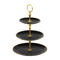 Black Gold 3-Tier Cupcake Stand Plastic Dessert Display for Parties