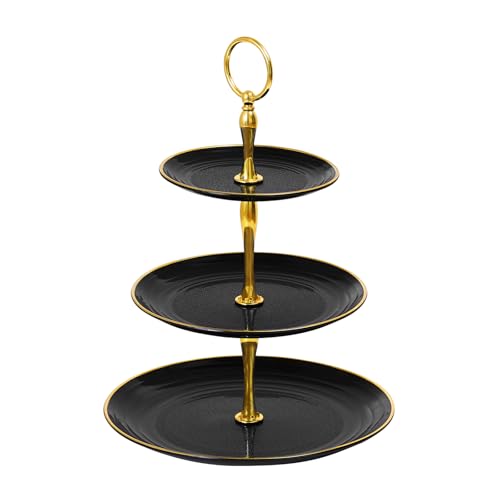Black Gold 3-Tier Cupcake Stand Plastic Dessert Display for Parties