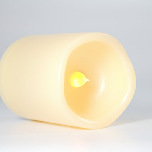 Dark Ivory Waved Top 4 Pack Waterproof Battery Operated LED Flameless Pillar Candles 3x3 Inches