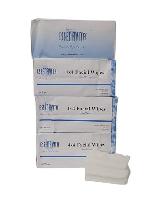 Essenavita Esthetic Wipes 800 Pack – 4x4 4-Ply Non-Woven Lint-Free Wipes, Soft Yet Strong for Salon & Spa Use