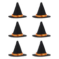 Mini Felt Witchy Hat Set - 6 Black Tiny Wizard Hats for Crafts Halloween Party