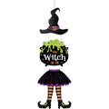 Halloween Witch Sign Decor Set - Wooden Hanging Wall Decorations for Party and Home
