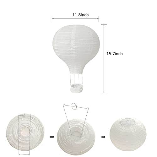 8-Pack 12-Inch White Hot Air Balloon Paper Lanterns Decorations for Parties & Weddings