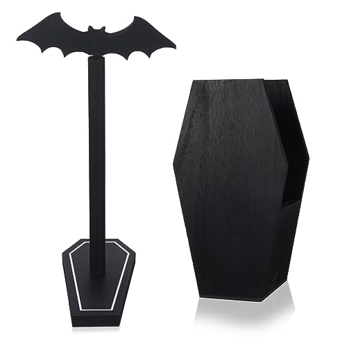 Gothic Bat Paper Towel Holder Black Wood Kitchen Decor