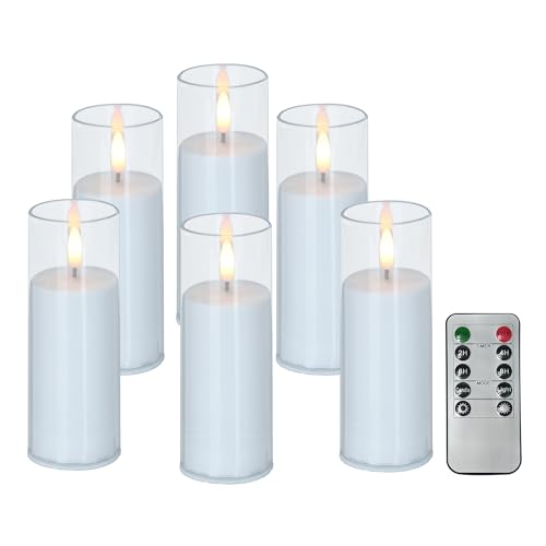 6-Pack Flameless Candles with Remote & Timer, 2x6 Inches, Clear Acrylic