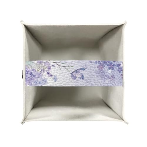 Doginthehole Easter Bunny Tissue Box Cover - Purple Floral, Square PU Leather Dispenser