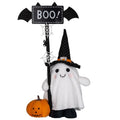 Halloween Ghost Plush Decor with Adjustable Sign and Pumpkin - Indoor Outdoor Welcome Ornament