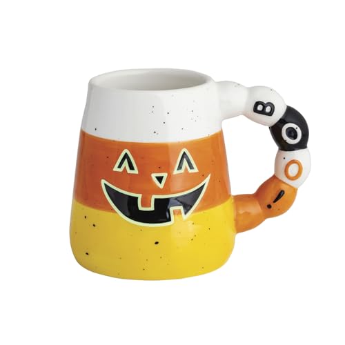 Halloween Candy Corn Glow in the Dark Mug - Hand-Painted Ceramic, 13 oz - Variation of Candy Corn