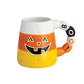 Halloween Candy Corn Glow in the Dark Mug - Hand-Painted Ceramic, 13 oz - Variation of Candy Corn