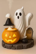 Halloween Ghost Pumpkin Light Decor with Jack-O-Lantern and Tombstone - Indoor Outdoor Spooky Holiday Decoration