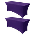 Stretch Spandex Table Cover for Folding Tables - Dark Purple, 6 Ft, 2 Pack