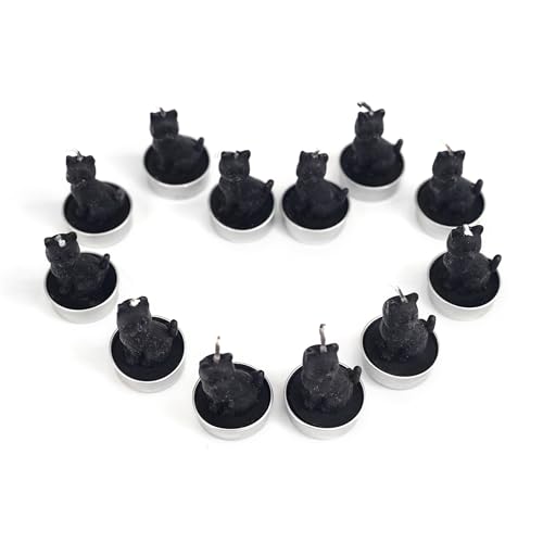 Black Cat Tealight Candles Set of 12 - Home Decor Halloween Party Ornaments