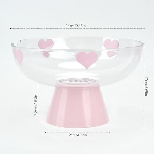 Pink Decorative Pedestal Candy Bowl - Large Clear Plastic Fruit & Snack Centerpiece