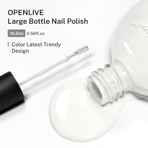 OpenLive White Nail Polish 16.5ml Fast Drying Long Lasting Glossy Finish - DIY Manicure