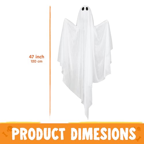 Purple 47-Inch Light-Up Hanging Ghost Decorations - Halloween Outdoor Yard Decor Set of 2