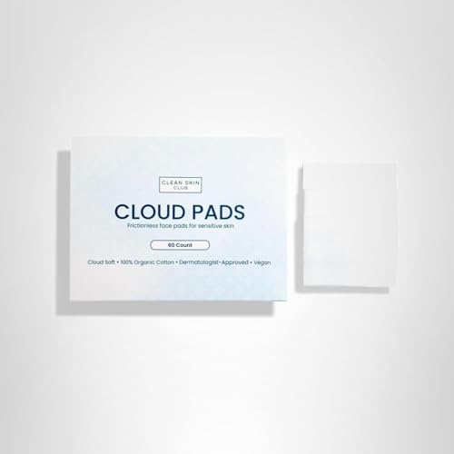 Clean Skin Club Cloud Pads, Ultra-Soft & Thick Face Pads, 100% Organic Cotton Dermatologist-Approved Makeup Remover and Toner Applicator, Sensitive-Skin Safe, 60 Count (Pack of 1)