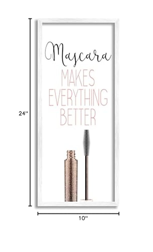 Stupell Industries Mascara Fashion Designer Modern Pink Word, Design by Kimberly Allen White Framed Wall Art, 10 x 24