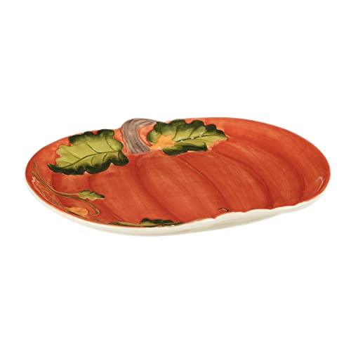 Pumpkin Serveware Platter 13.75x11.5 Inches - Harvest Morning Fall Decor