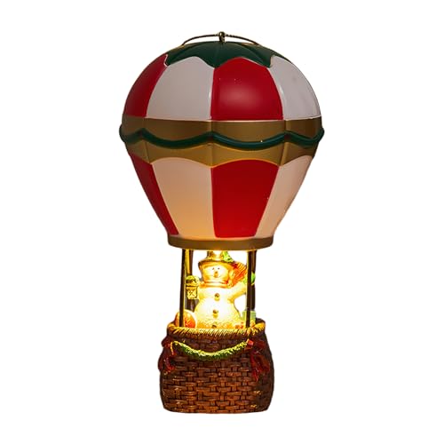 Christmas Snowmen Hot Air Balloon Ornament with LED Light - Festive Holiday Decor