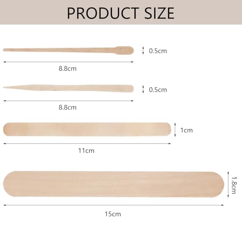 Wooden Wax Applicator Sticks Set – 300 Assorted Sizes for Hair Removal