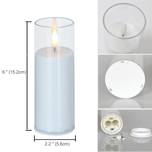 Flameless Candles with Remote & Timer - Set of 2, 2x6 Inches, Clear Acrylic