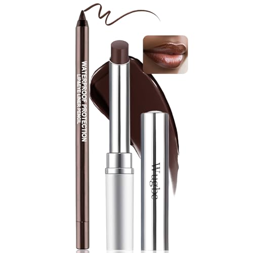 Black Lipstick & Brown Lip Liner Set Tinted Lip Balm for Hydration & Precision — Black & Brown Variation