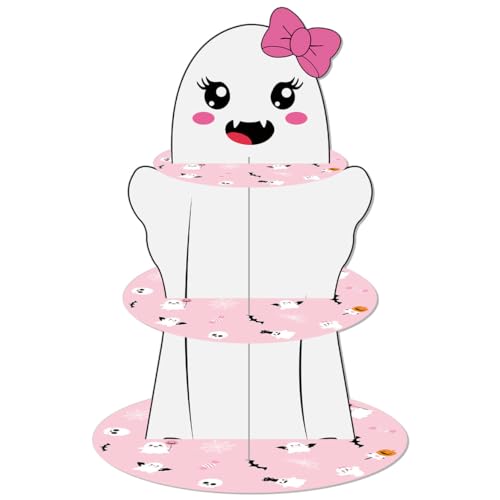 Halloween Ghost Cupcake Stand 3-Tier Cardboard Dessert Display Centerpiece