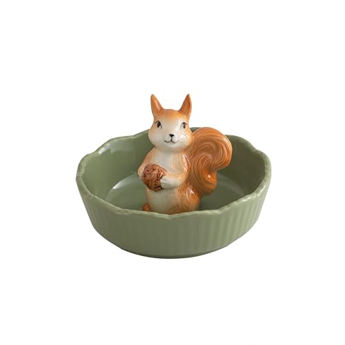 Cute Green Squirrel Ceramic Candy Bowl - Animal Snack Dish for Kitchen Decor