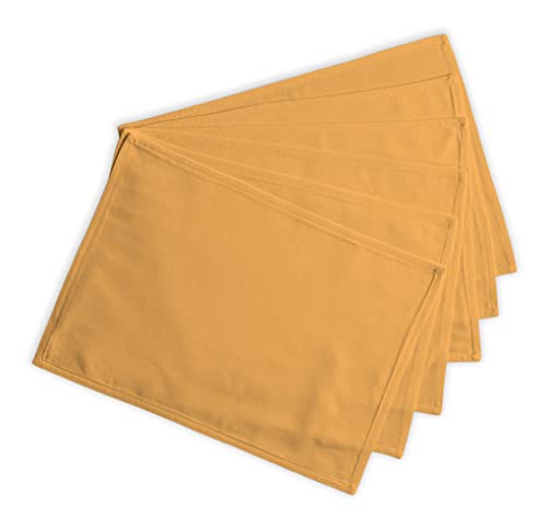 Apricot Yellow Cotton Placemats Set of 6 13x19 Inches Washable Dining Table Decor