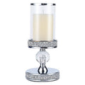 Crystal Ball Pillar Candle Holder with Windproof Glass Cover - Elegant Home Decor