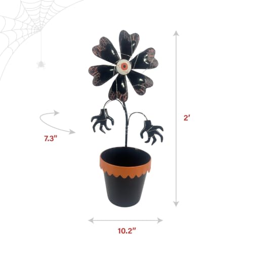 2-Ft. LED Flower Halloween Decoration - Warm White Lighted Pot Accent