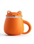 Orange Fox Ceramic Mug 13.5 OZ - Animal Coffee Cup - Cute Fox Design - Dishwasher & Microwave Safe