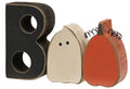 Halloween Ghost and Pumpkin Wooden Sitters Set - Fall Decor, 3 Inches, Pack of 3