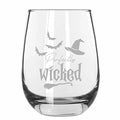 15.3 Oz Halloween Stemless Wine Glass - Perfectly Wicked Laser Etched Drinkware, Spooky Fall Gift