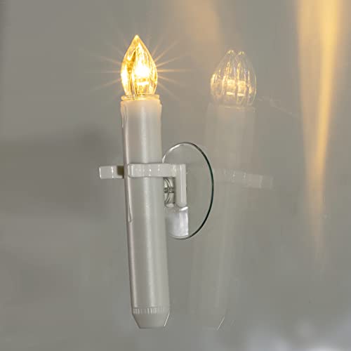 White 12 Pcs Christmas Window Candles with Timer - Flameless Battery Operated LED Taper Candles