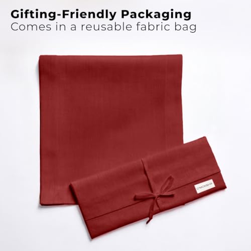 Red Linen-Look Faux Linen Table Runner 14 x 120 Inch - Wrinkle-Resistant