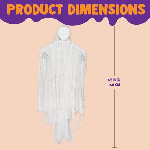 JOYIN White Hanging Grim Reaper Halloween Decoration - 63 Inch Outdoor Spooky Ghost
