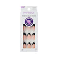 Press On Gel Nails No Glue Medium Length Almond Shape 30 Count - Black Design