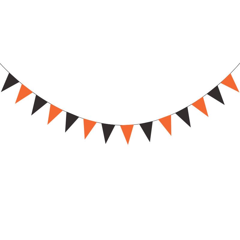 Halloween & Party Triangle Banner Flags 20ft Paper Garland Set - Orange & Black