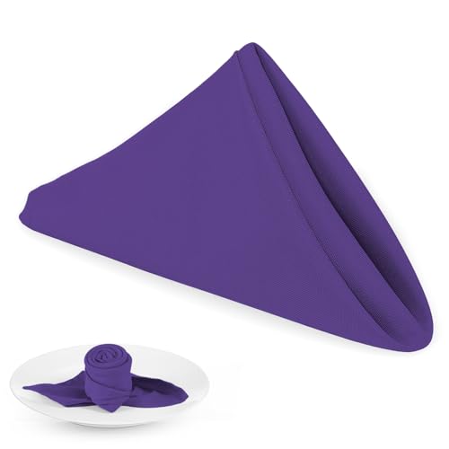 PLOYMONO Purple Cloth Napkins - 8 Pack 17x17 Inches Reusable Polyester
