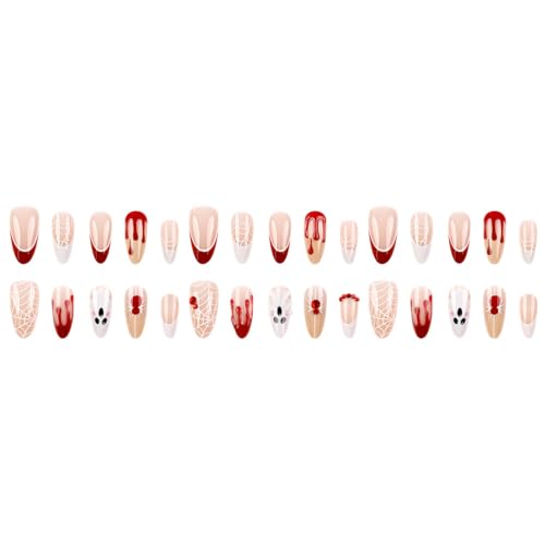 Halloween Press On Nails Almond Fake Nails - Medium Style C013, 24 Pack