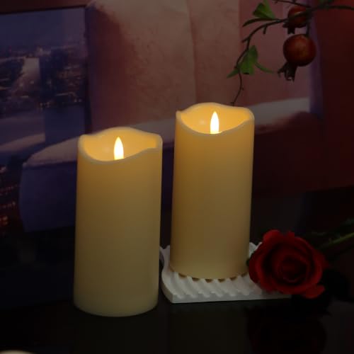 Flameless Pillar Candles with Timer - 3-Inch x 6-Inch, Pack of 2, Realistic LED Decor