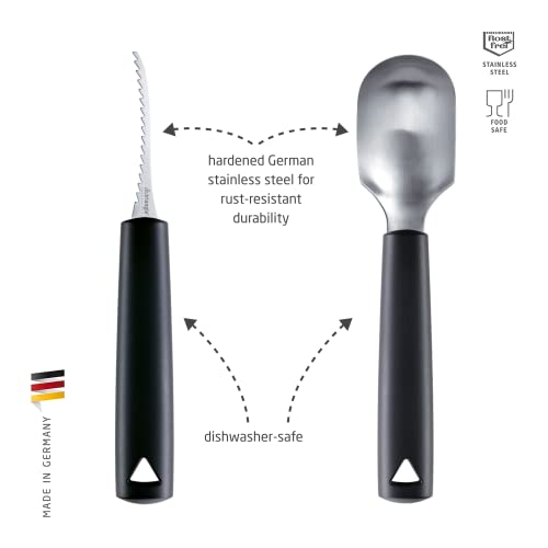 2-Piece Pumpkin Carving Set - Stainless Steel Saw & Scooper with GreenGrip Handle - Dishwasher Safe - Triangle